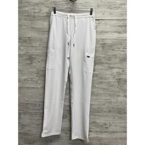 White Scrub Pants Adar Drawstring Waist Uniform Bottom XS Contemporary Fit